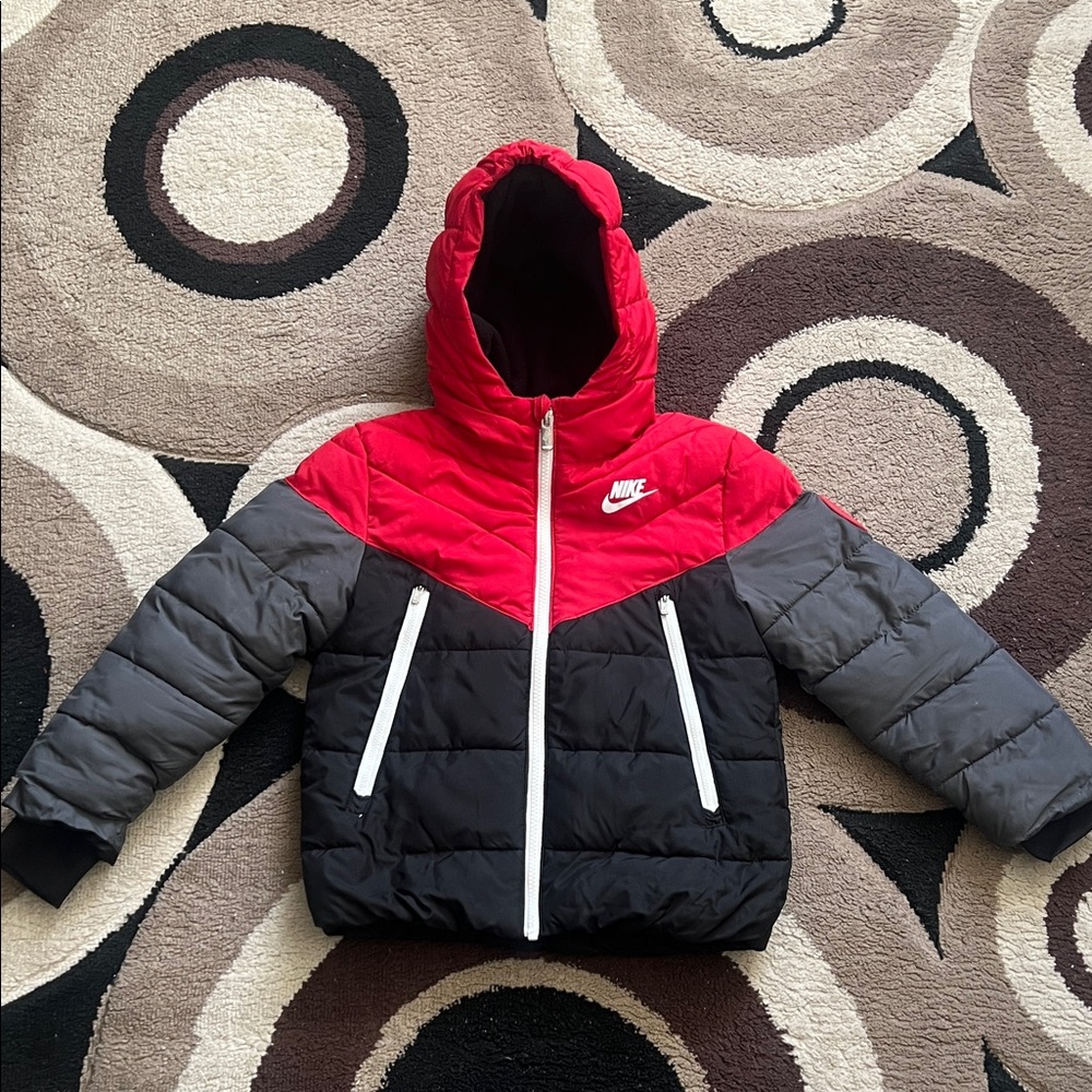 Nike Red and Gray Puffer Jacket